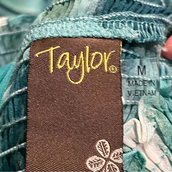 NWT Taylor Tie-Dye Smocked Bodice Mock Neckline Sleeveless Trapeze Dress Size M - Picture 11 of 13